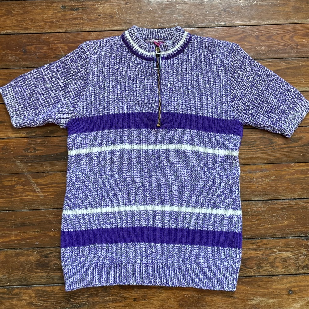 Vintage Scotch English short sleeve zip sweater